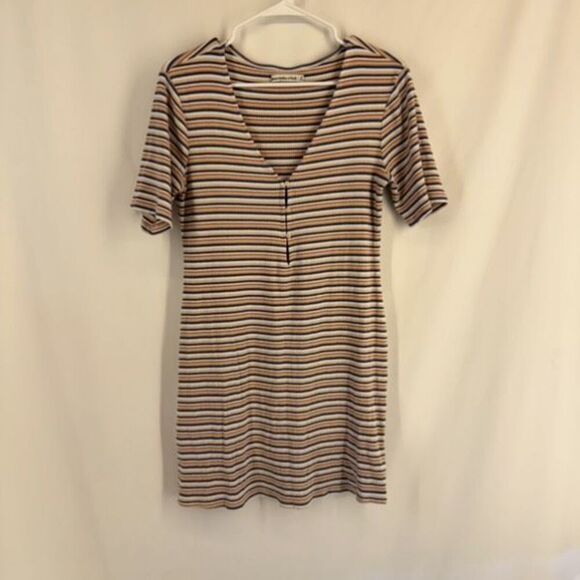 Abercrombie & Fitch Blue Orange Triple Keyhole Ribbed Knit Mini Dress Large - Picture 3 of 13